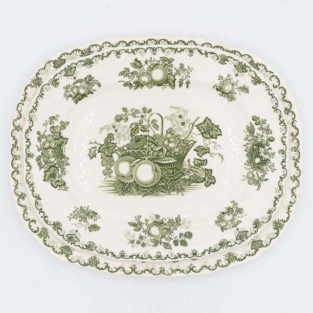 Vintage Serving Plates with Green Fruit Basket Decor from Masons, 1950s, Set of 2 For Sale - Image 12 of 12