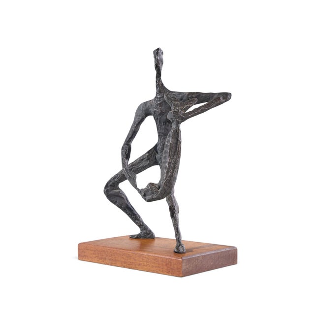 Mid-Century Modern Simon Gordon Mid Century Brutalist Iron Sculpture Man With Fish For Sale - Image 3 of 10