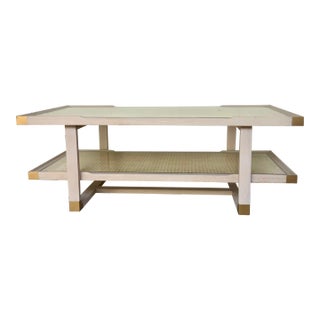 Villa & House Modern Bleached Cerused Oak and Cane Cocktail Table For Sale