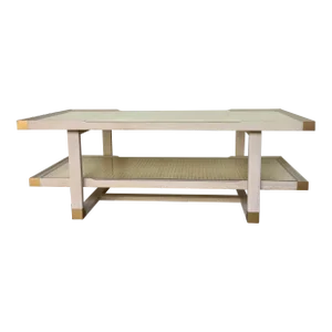 Villa & House Modern Bleached Cerused Oak and Cane Cocktail Table