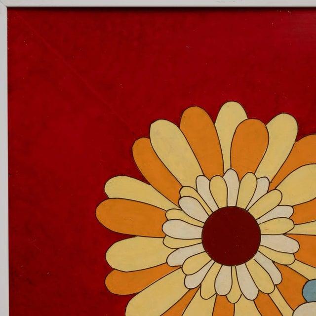 Red 20th Century Belgian Artwork With Metal Frame By Rene Berdal For Sale - Image 8 of 9