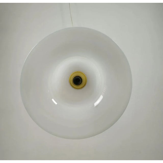 Vintage Suspension Lamp in White Murano Glass, Italy, 1970s For Sale - Image 6 of 9