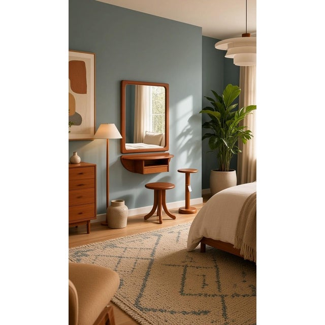 Danish Teak A Welcome Hallway Set with Mirror, Wall Console and Hook Rail from Vildbjerg Møbelfabrik, 1960s, Set of 3 For Sale - Image 17 of 18