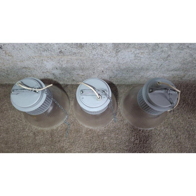 RZB Industrial Pendant Lights in Holophane Glass, 1990s, Set of 3 For Sale - Image 4 of 10