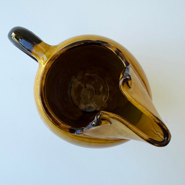 Ceramic French Vallauris Yellow Glazed Stoneware Pitcher by Aegitna Vallauris For Sale - Image 7 of 8