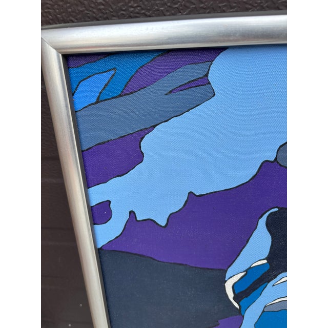 Mid-Century Modern 1960s Oil on Canvas Painting For Sale - Image 3 of 9