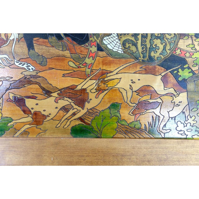 French Artist, Medieval Hunting Scene, 1900, Pyrograph For Sale - Image 5 of 12