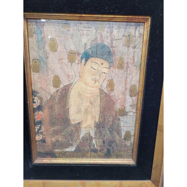 Vintage Gold Gilt Wood Framed Asian King & Queen Portrait Prints For Sale - Image 6 of 10