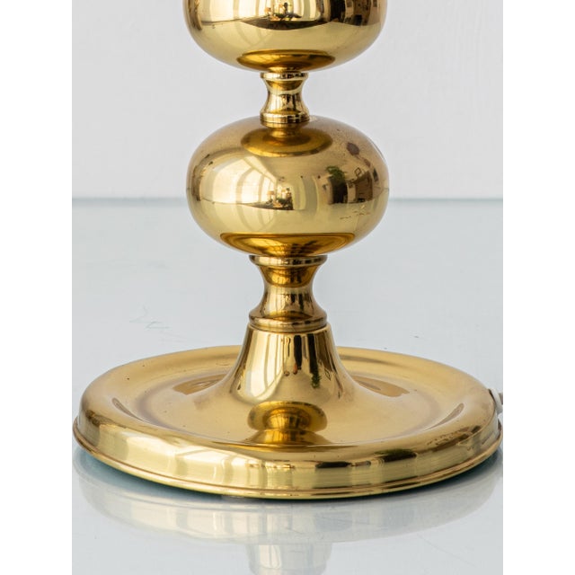 Gold Mid-Century Modern Swedish Brass Bobbin Table Lamps from Aneta, 1960, Set of 2 For Sale - Image 8 of 16