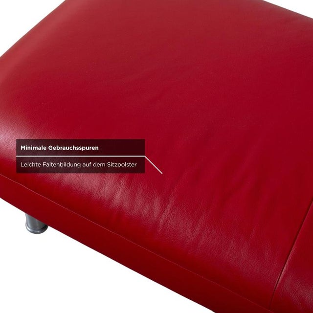 Loop Ottoman in Red Leather from Willi Schillig For Sale - Image 4 of 8