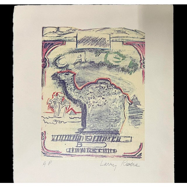 Larry Rivers 1980 lithographic artist proof pop art print showing a surrealistic pack of "Camel" cigarettes. AP (Artist...
