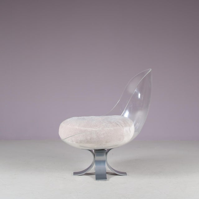 Textile Acrylic Glass Lounge Chair by Michel Pigneres, 1970 For Sale - Image 7 of 9