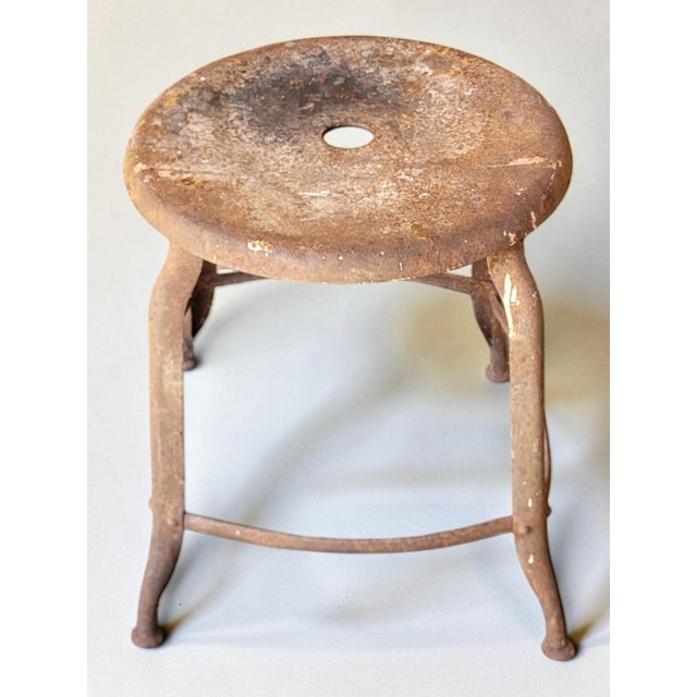 Industrial Industrial Metal Stool, 1930s For Sale - Image 3 of 6