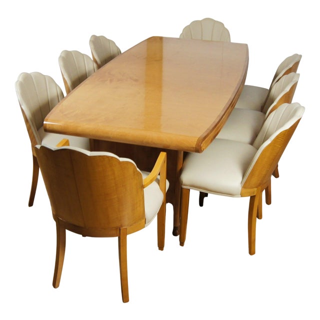 Art Deco Eight Seater Dining Suite from Hille of London, 1930s, Set of 9 For Sale