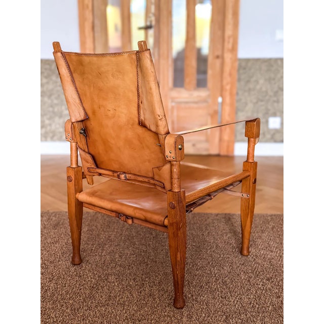 Cognac Leather Safari Chair from Wilhelm Kienzle, 1950s For Sale - Image 4 of 14