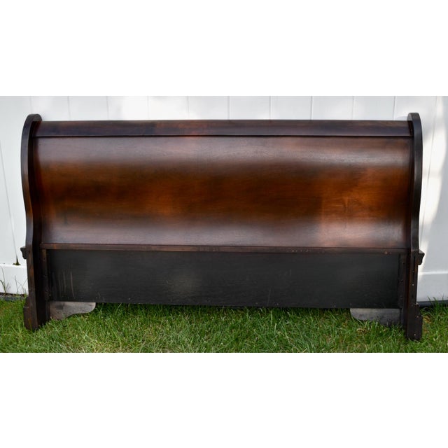 Traditional Cherry Wood Sleigh Bed Louis Philippe Style Frame Full Size For Sale - Image 3 of 16