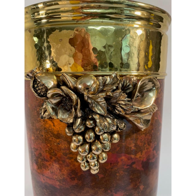 Copper Mid 20th Century Italian Hammered Brass and Copper Umbrella and Stick Stand For Sale - Image 8 of 17