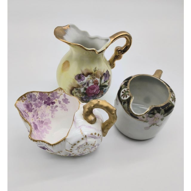 Antique Art Nouveau Unmatched Collection of Porcelain Creamers - 3 pcs For Sale - Image 4 of 10