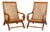1950s Pair of French Sculptural Wood and Cane Chairs For Sale
