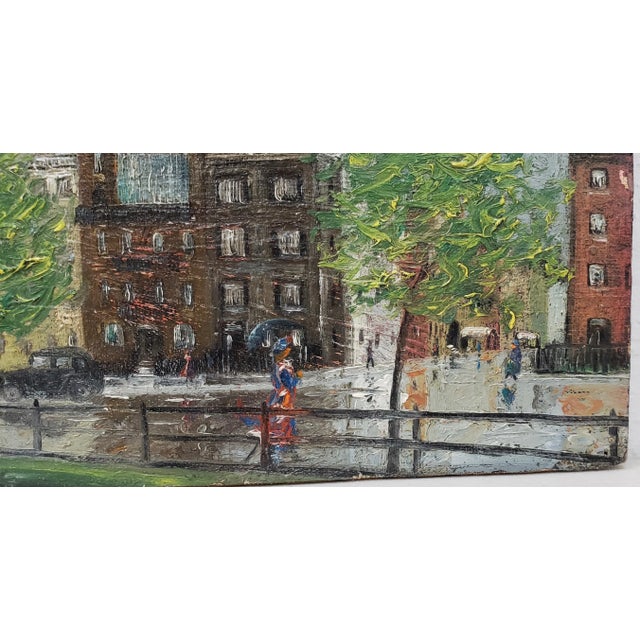 Early 20th Century Early 20th Century American City Landscape Oil Painting by F. Haley C.1910 For Sale - Image 5 of 9