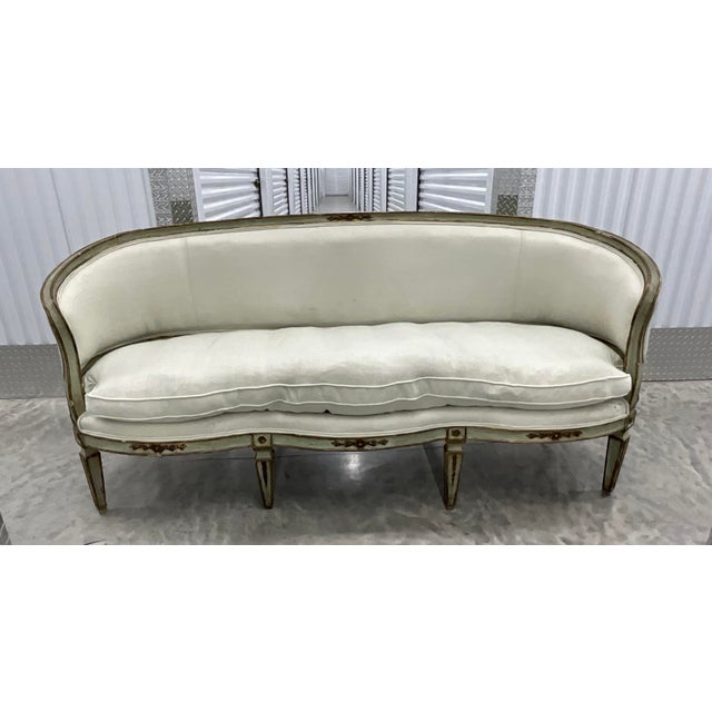 Antique Louis XVI Style Venetian Italian Curved Settee Sofa For Sale - Image 9 of 12