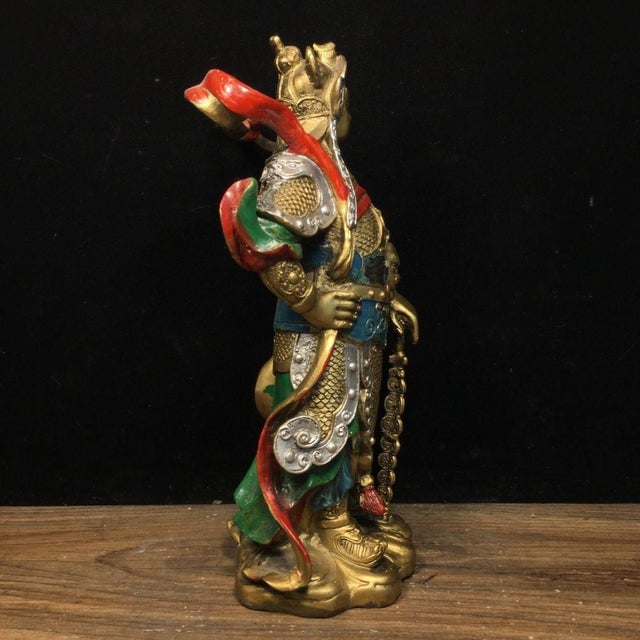 Late 19th Century Polychrome Bronze Skanda Statue, Buddhist Protector, 1.23kg For Sale In Los Angeles - Image 6 of 9