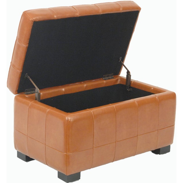 Modern Roman Storage Bench in Saddle & Black For Sale - Image 3 of 6