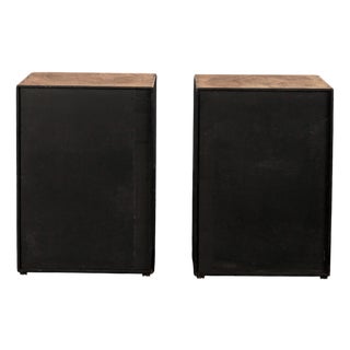 Brutalist Patinated Wood Cube Coffee Tables, 1960s, Set of 2 For Sale