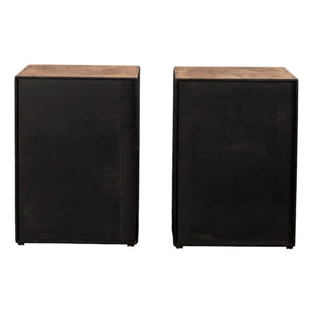 Brutalist Patinated Wood Cube Coffee Tables, 1960s, Set of 2 For Sale