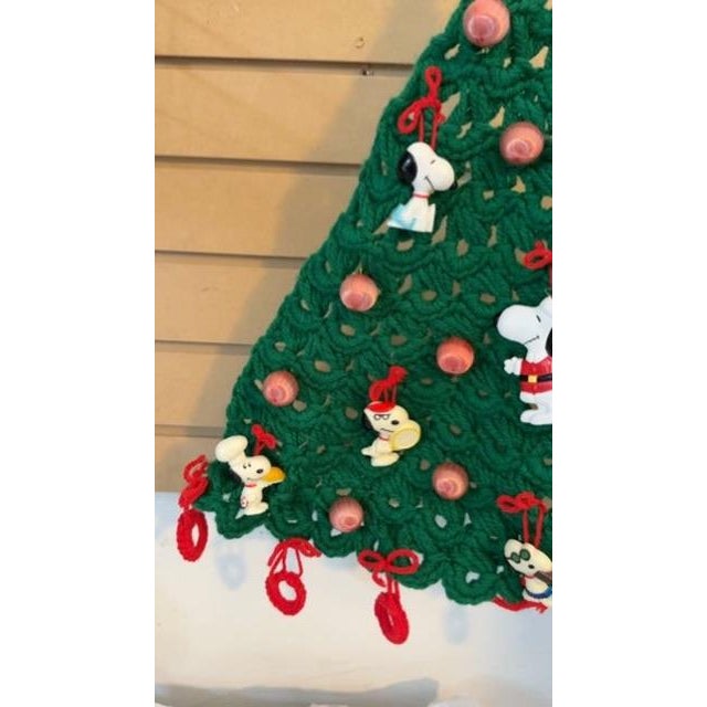Mid 20th Century Mid 20th Century Handmade Hanging Snoopy Crocheted Christmas Tree Decoration For Sale - Image 5 of 5