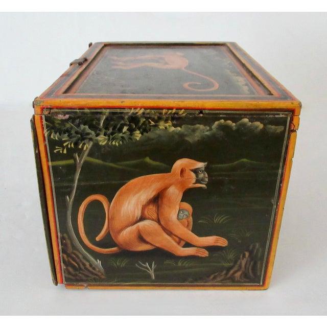 Vintage Anglo-Indian Hand-Painted & Crafted Wood and Brass Apothecary and/or Storage Box For Sale - Image 9 of 18