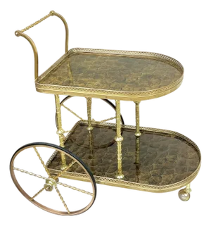Mid-Century Brass & Tortoise Bar Cart in the Style of Maison Jansen