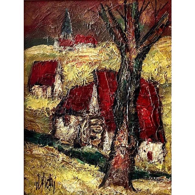 Mid 20th Century Henri d'Anty, French Modernist Oil Painting Expressionist Village Farm Landscape Ecole Paris For Sale - Image 5 of 8