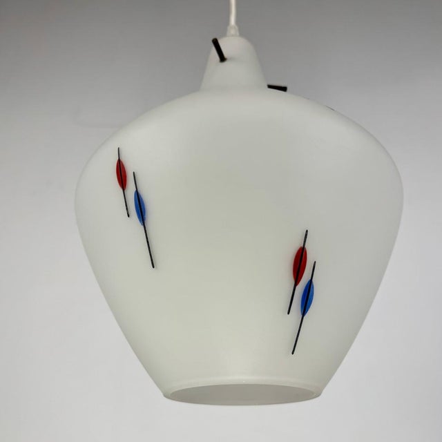 1960s Mid-Century Italian White Opaline Glass Pendant Light, 1960s For Sale - Image 5 of 6