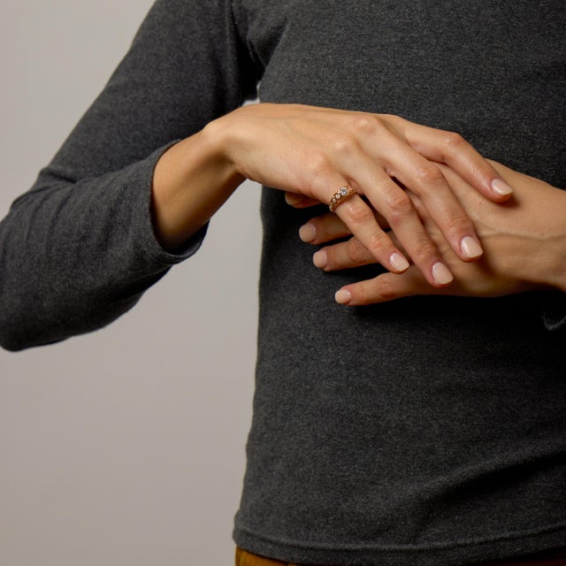 1980s Vintage Diamond 14k Rose Gold Engagement Ring, Size 5 For Sale - Image 5 of 6