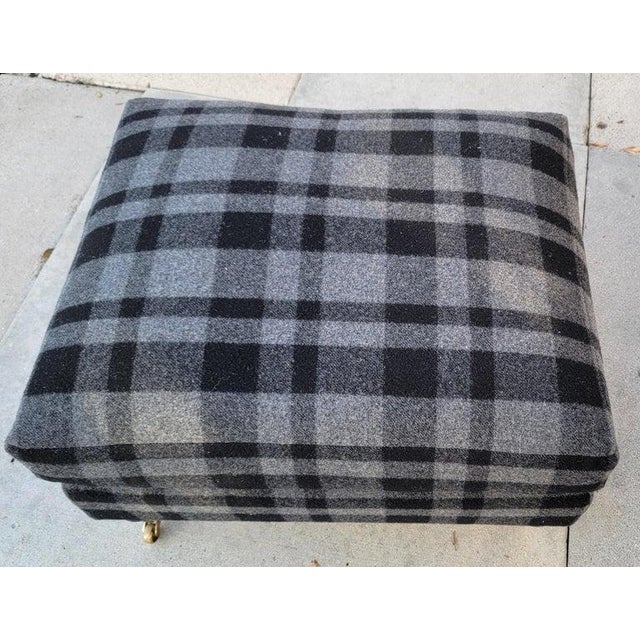 Vintage Pendleton Plaid blanket covered beautiful ottoman with wooden George Smith legs and original Brass casters. Great...