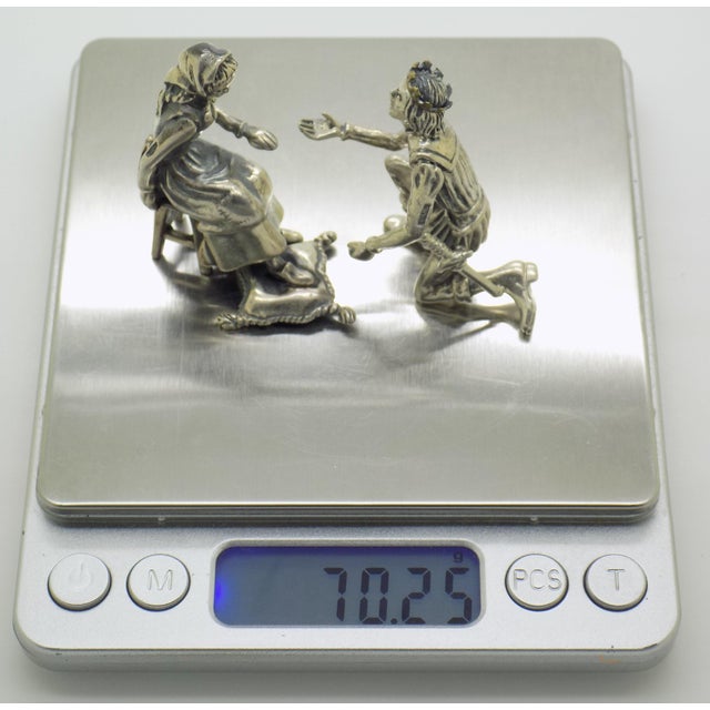 Vintage Italian Handmade Genuine Silver Cinderella and Prince Figurines Arezzo Tuscany 800 Continental Silver Rare Pair Fairy Tale Decor For Sale - Image 12 of 13