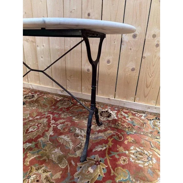 Oval Marble and Cast Iron Bistro Table For Sale - Image 5 of 6
