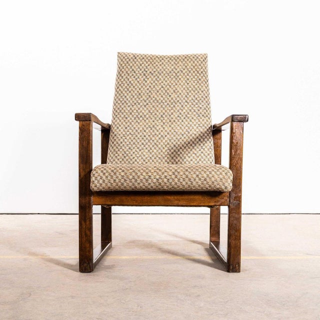 Vintage Lounge Chair with Square Frame and Off-White Diamond Pattern, 1950s For Sale - Image 4 of 11