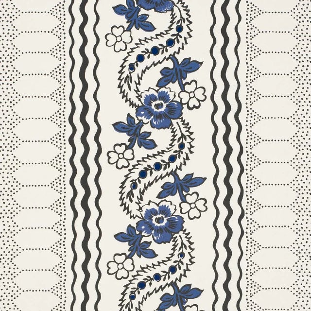 Contemporary SAMPLE - Schumacher X Rita Konig Serena Stripe Wallpaper In Blue For Sale - Image 3 of 5