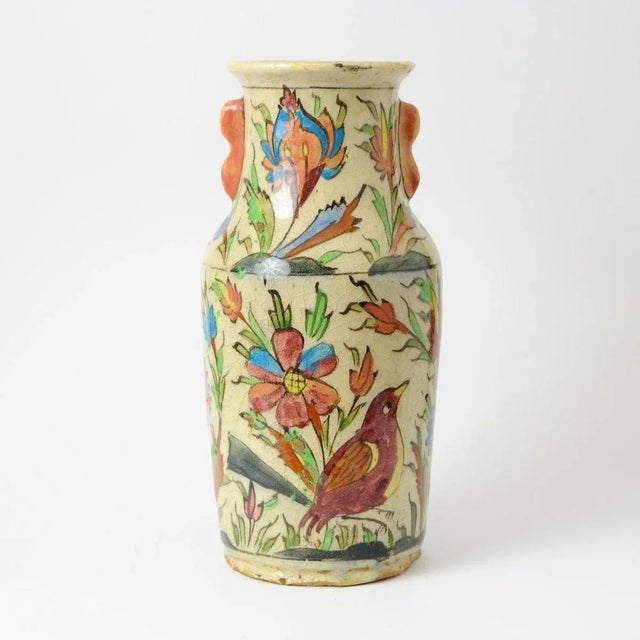 Antique Middle Eastern Qajar Dynasty Pottery Vase For Sale - Image 3 of 12