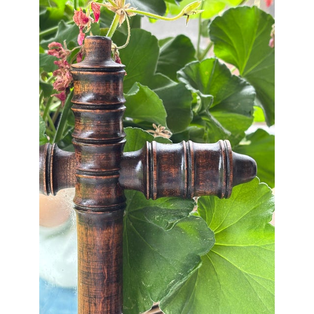 1900 - 1909 Antique French Faux Bamboo Wall Mirror, Petite Turned Wood Frame #3 of 3 Similar Mirrors Listed For Sale - Image 5 of 18