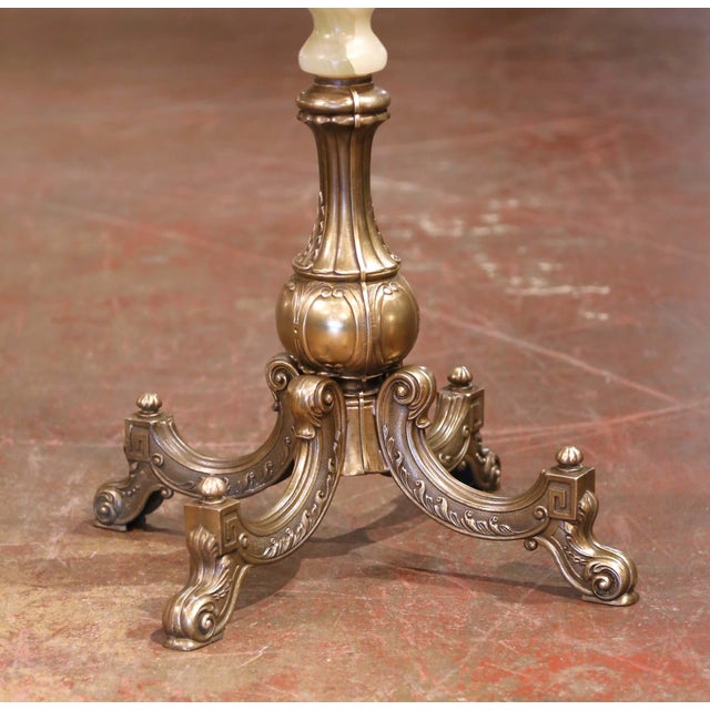 Early 20th Century Early 20th Century French Carved Onyx & Brass Swivel Dolphin Standing Hall Tree For Sale - Image 5 of 8