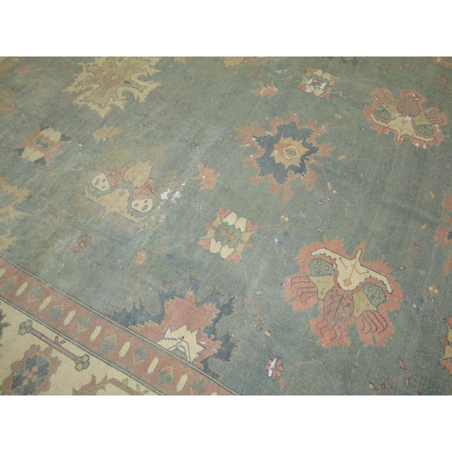 Vintage Feminine Worn Oushak Rug - 9' x 13'6" For Sale In New York - Image 6 of 12