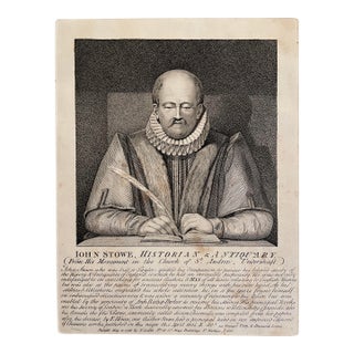 1792 Engraving of English Historian John Stow (C. 1525–1605) For Sale