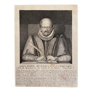 1792 Engraving of English Historian John Stow (C. 1525–1605)