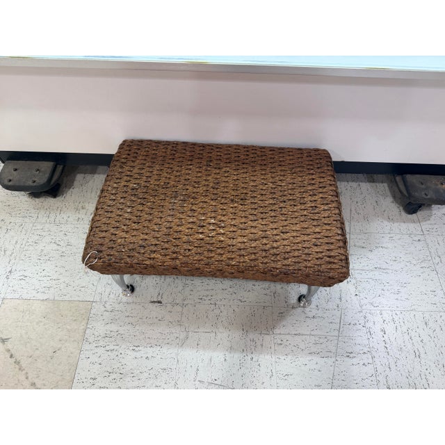 Spanish Rattan Ottoman with Chrome Legs 1960s Excellent condition a little bit aware on the top from use The Spanish...