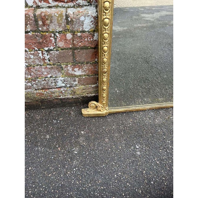 Large Antique English Gilt Overmantle Mirror For Sale - Image 3 of 8