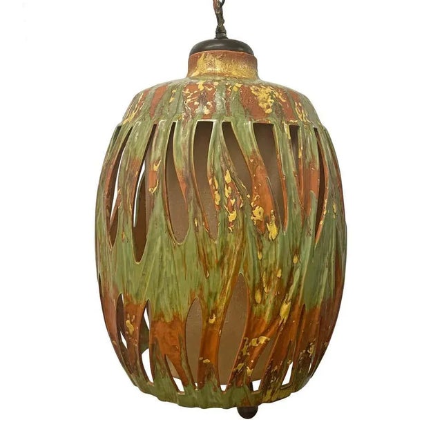 Mid-Century Modern Mid-20th Century Glazed Terracotta Lantern For Sale - Image 3 of 13