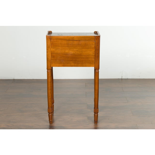 French Petite French 19th Century Walnut Table with Open Shelf and Black Marble Top For Sale - Image 3 of 12